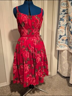 Red Floral Vixen By Micheline Pitt Ingenue Dress